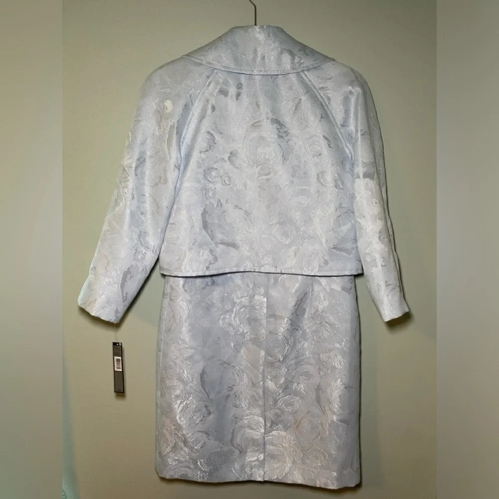 TAHARI ASL Jacquard Silver Blue Sleeveless Dress and Blazer Jacket-Size 10 NWT‎ - Picture 7 of 11